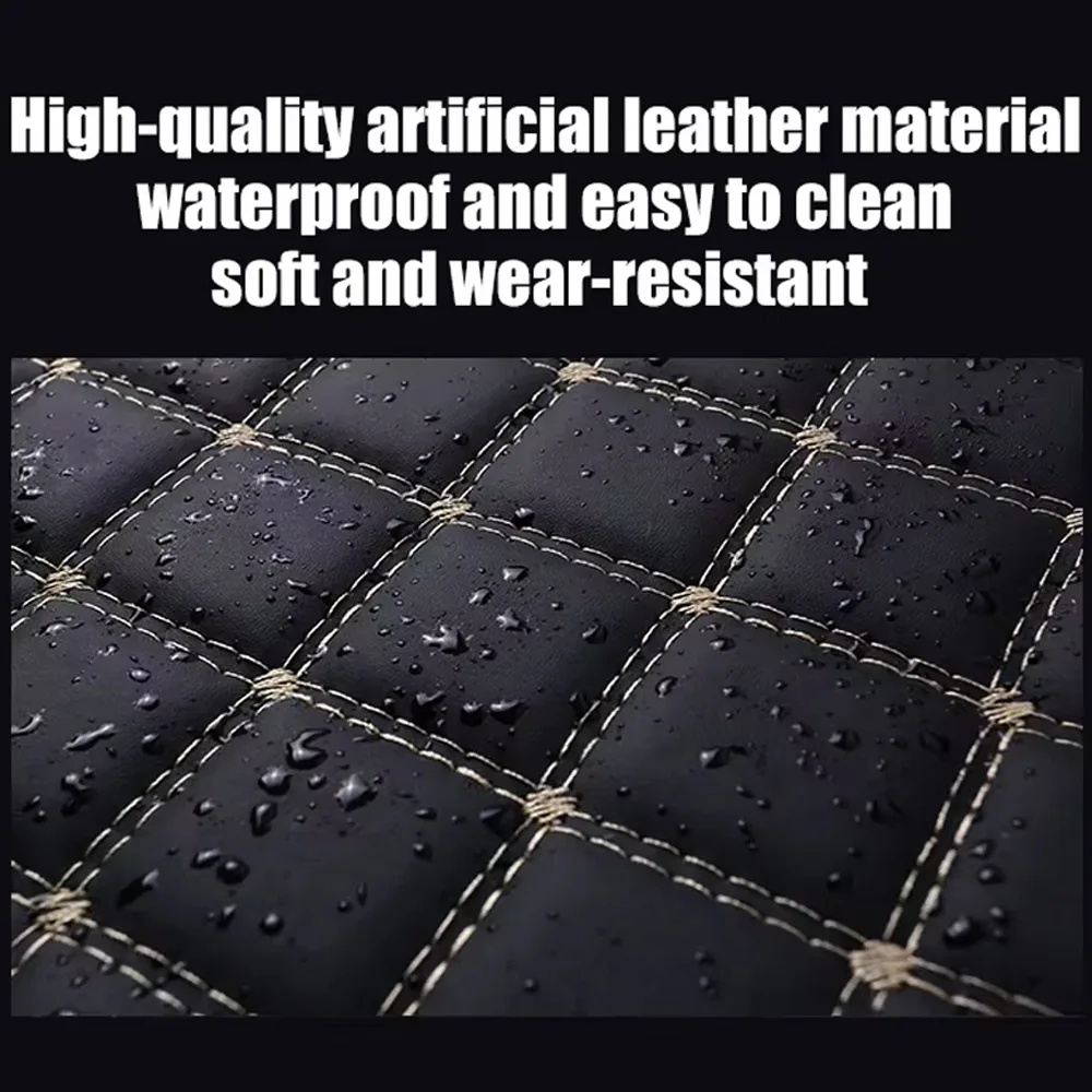 1pc Car Trunk Mat, Waterproof Wear-Resistant PU Leather Cargo Liner, Non-Slip Backing Cuttable Diamond Quilted Boot Mat