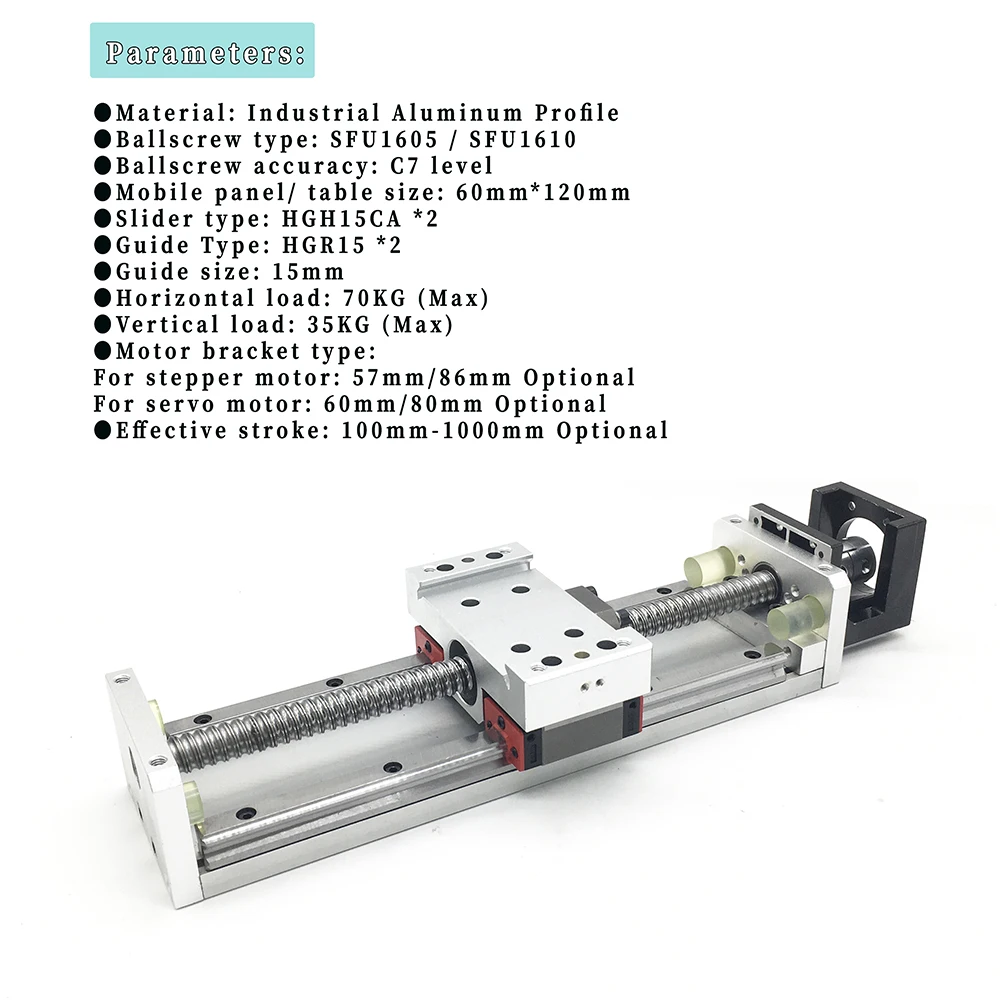 Prowadnica liniowa osi XYZ 100 ~ 1000 mm skok SFU1605/1610 moduł ślizgowy śruby kulowej do serwomechanizmu silnika 57/86 60/80 lub z kołem zamachowym