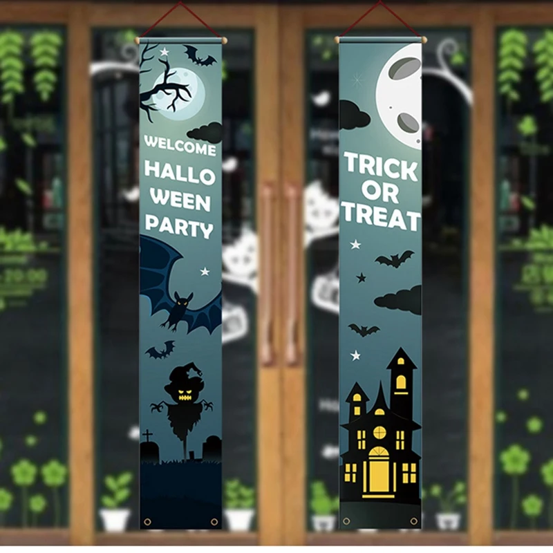 Halloween Decorations Porch Signs,Welcome Banner Hanging Bunting Flag, Halloween Hocus Pocus Decorations