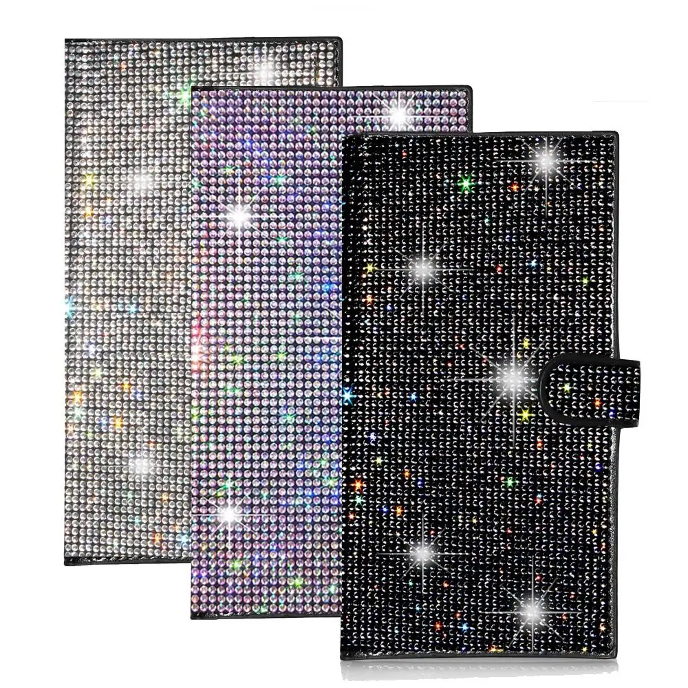 Hasp Rhinestone Checkbook Covers with Pen Insert Bling ID Credit Card Holder Artifitial Diamond Glitter Female Purse For Women