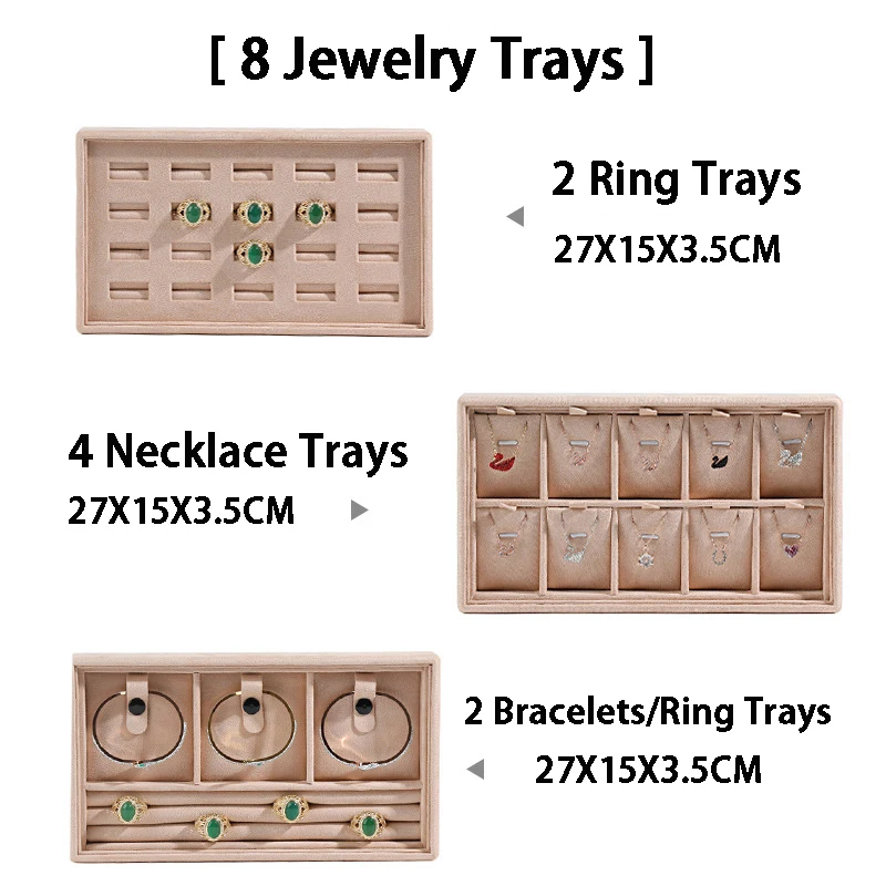 Portable Jewelry Storage Box Aluminum Alloy Jewelry Case Ring Holder Necklace Organizer Tray Showcase Bracelets Display Boxes