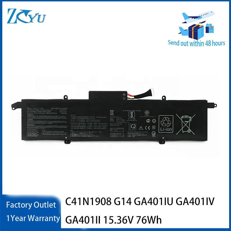 

C41N1908 Battery for Asus ROG Zephyrus G14 GA401IU GA401IV GA401II 15.36V 76Wh