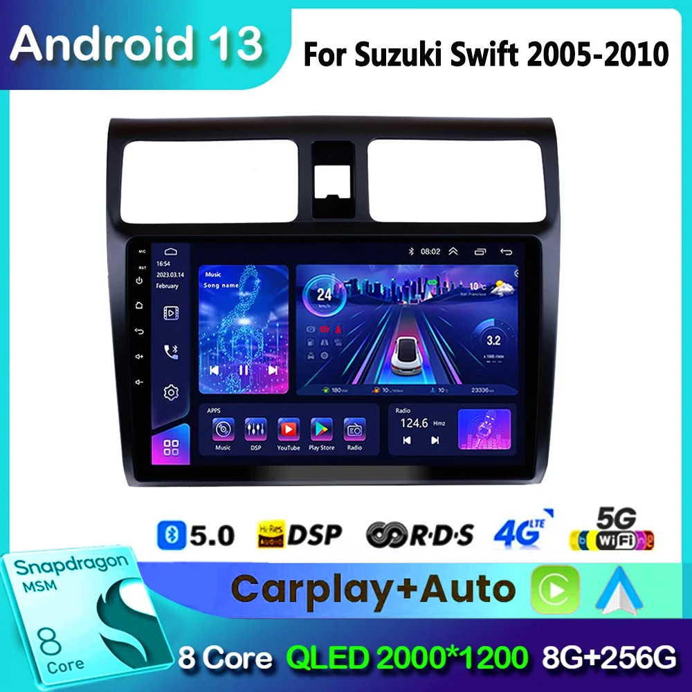 For Suzuki Swift 2005 2006 2007 2008 2009 2010 Android Car Radio Multimedia Player 2DIN Navigation GPS Video 2 Din IPS 8 CORE 4G