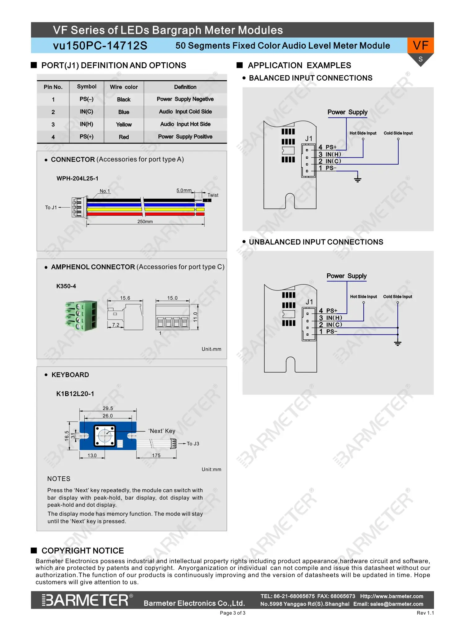 50seg 147mm LED Bargraph Module Audio Meter with Peak-hold function,Bar display or dot display mode can be set,40G+10Y+10R