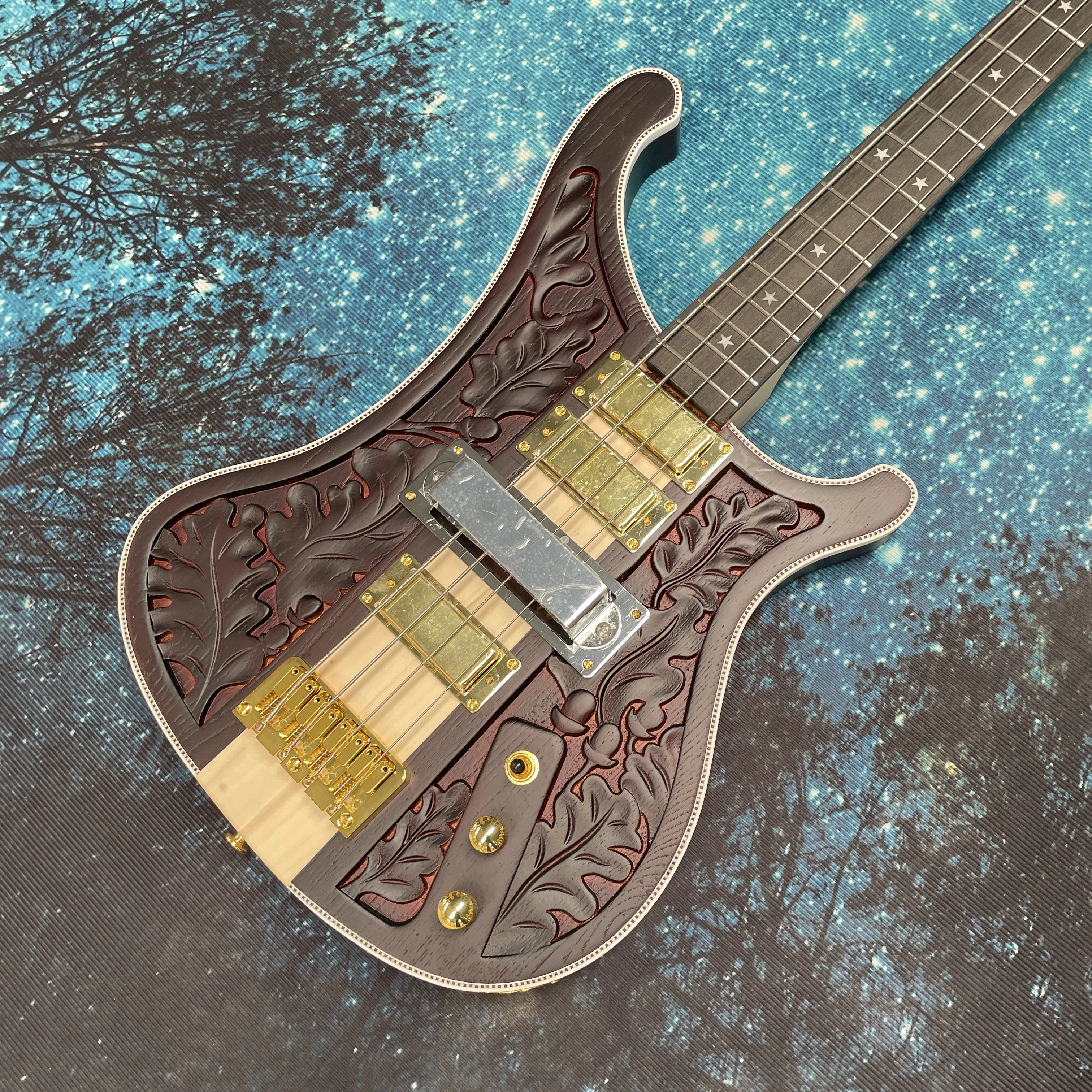 

Hand-carved art pattern bass, high-density rosewood fingerboard guitars, beginner to advanced bass and electric guitarra