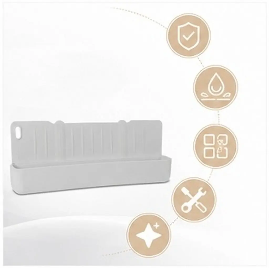 Silicone Sink Splash Guard with Sponge & Soap Storage – Countertop Water Barrier for Kitchen