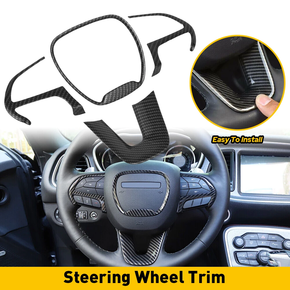 Steering Wheel Trim Decoration Cover For Dodge Challenger Charger Durango 2015 2016 2017 2018 2019 2020 2021 2022 Accessories