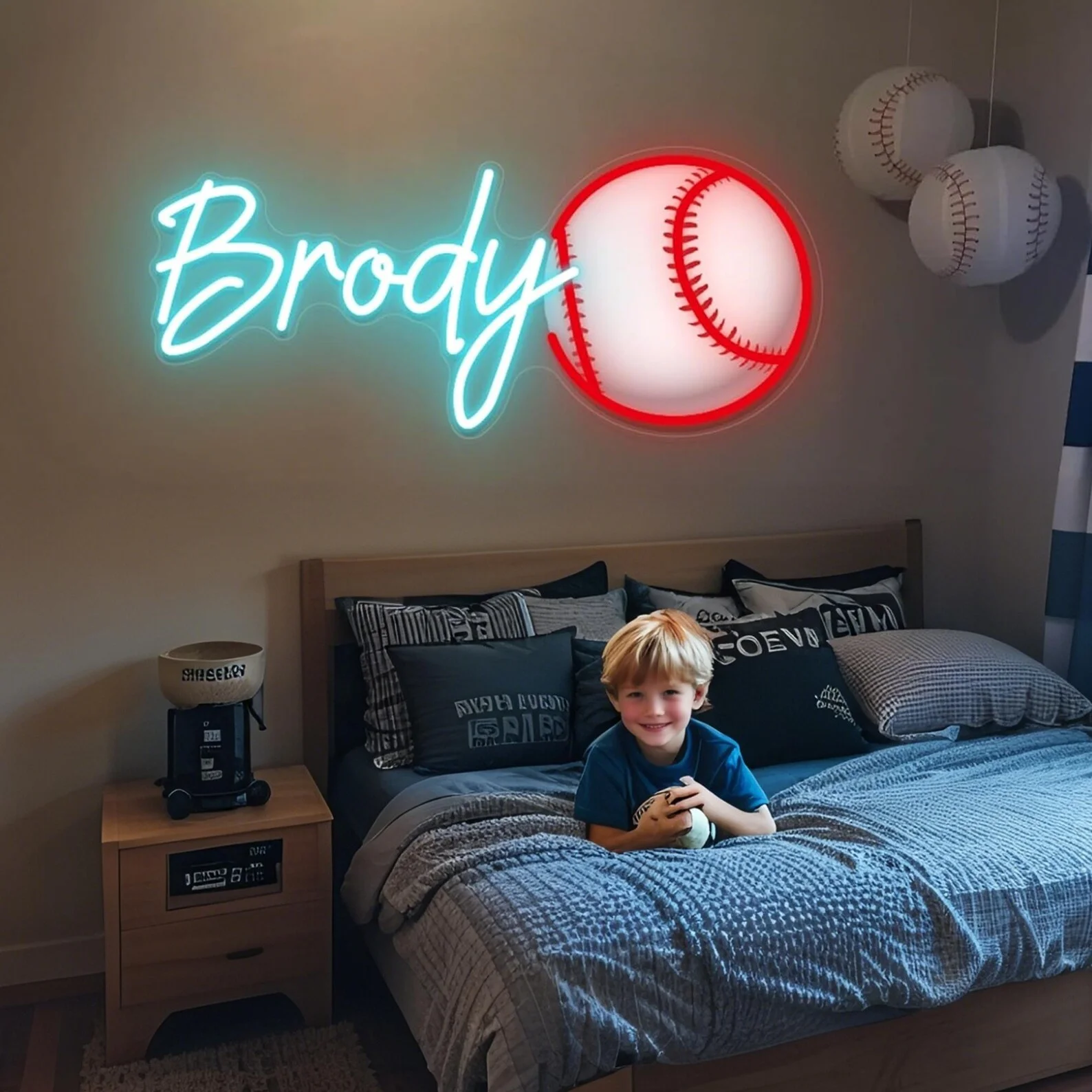 

Custom Soccer Name Neon Sign,Football Name Sign,Boy's Bedroom Nursery Wall Decor,Sports Birthday Party Decor Gifts For Kids