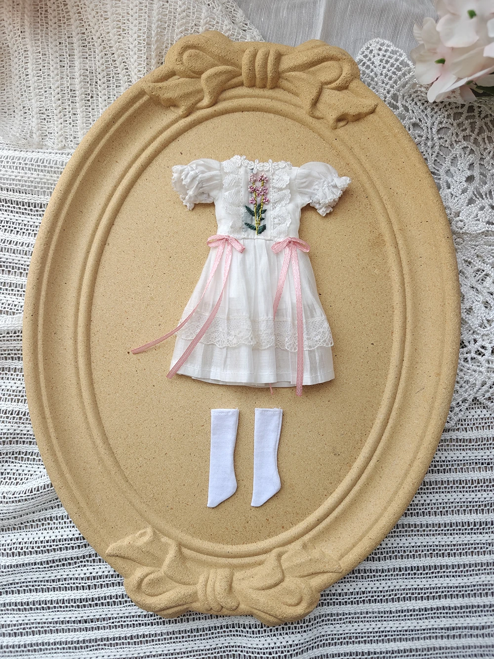 

Одежда для кукол Блайт: белое винтажное кружевное платье, милое платье ручной работы для кукол Блайт, аксессуары для кукол OB22, OB24, AZONE, платье для куклы Блайт.