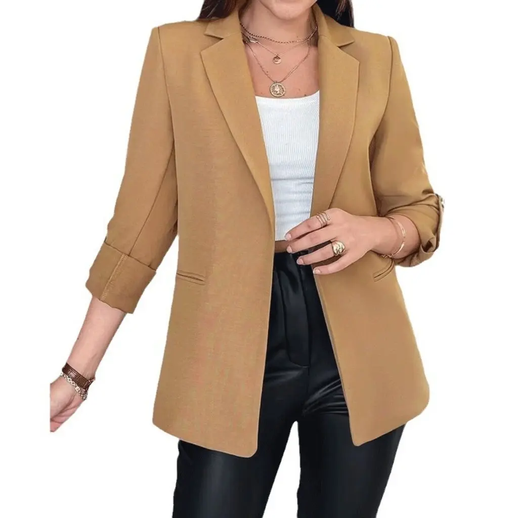 

Женский модный пиджак, однотонный воротник без рукавов, осень-зима, новые поступления из Европы и США для женской одежды