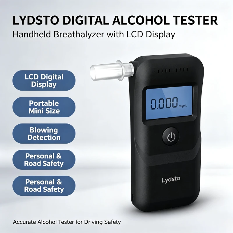 Lydsto Digital Alcohol Tester Handheld Breathalyzer LCD Display Portable Mini Blowing Detector for Road Driving Safety Test Tool