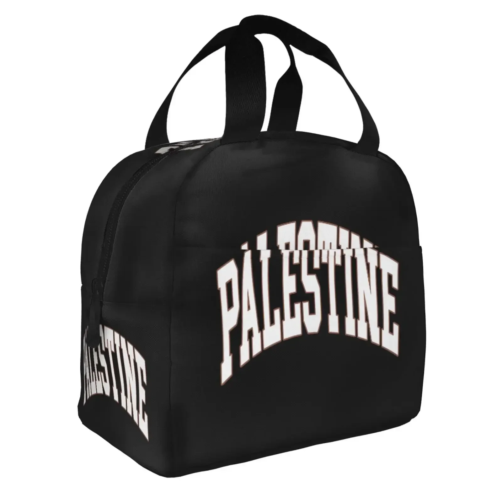 Palestine Text Pattern Printing Lunch Bags Insulated Bento Box Lunch Tote Leakproof Picnic Bag Thermal Bag for Woman Girl School
