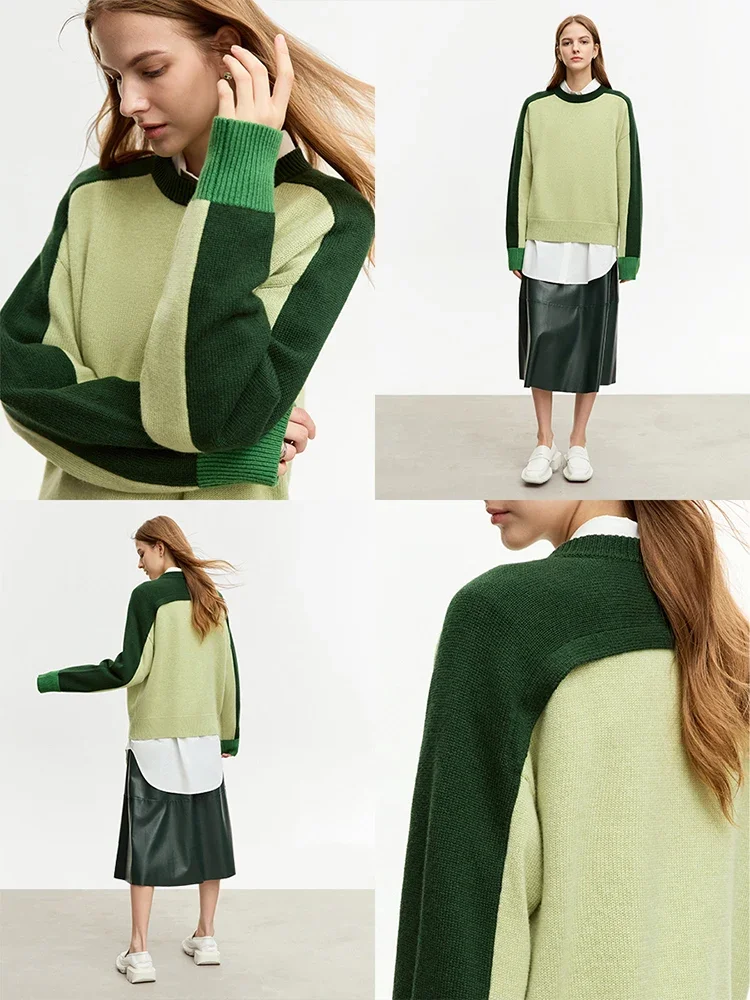 Imagem -05 - Amii-camisola de lã Minimalista para Mulheres Malhas Macias Jumper Solto Quente Estilo Preguiçoso Costura Contrastante Inverno Novo 2023 2023