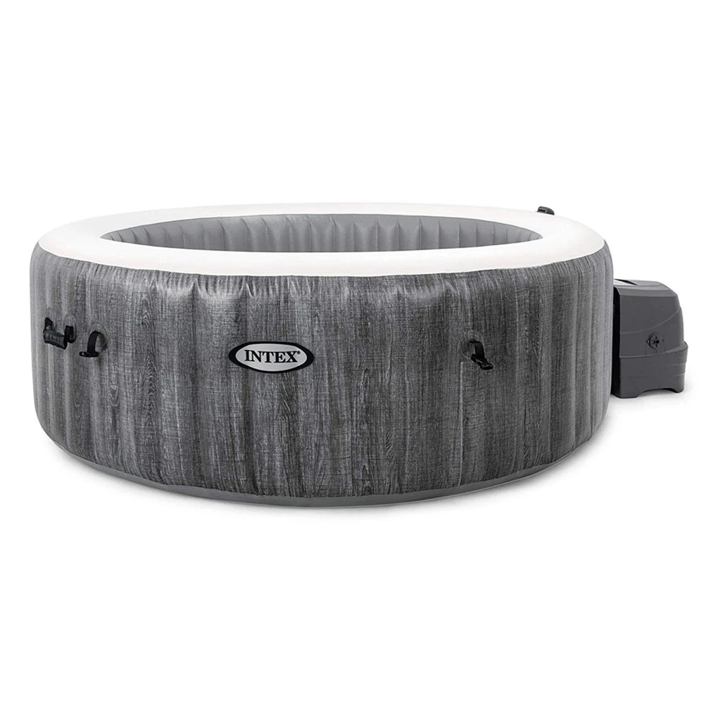 

STLF INTEX 28440&28442 Puresap Greywood Deluxe Woodgrain Pattern Round Bubble Spa Available in 4 and 6 Person Sizes