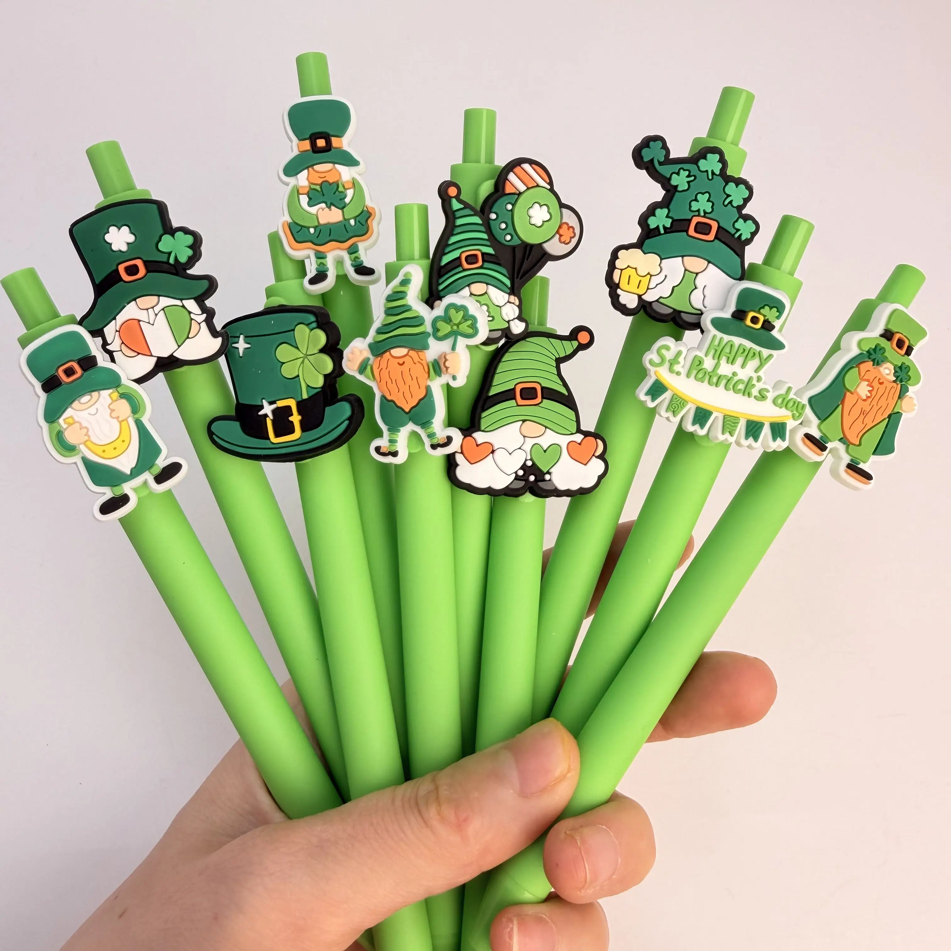 3-Pack of Randomly Assorted Styles: St. Patrick's Day Elf Gel Pens/Cute Irish Elf Retractable Ballpoint Pens/Black Ink/Green Clover Decorative Pens/Holiday Stationery Party Favors, Perfect for Note-Taking and Writing, Ideal Office and Study Supplies, Perfect Choice for Birthday Gifts, Christmas, Halloween, Valentine's Day, New Year Gifts, and Gifts for Friends! Easter Gift