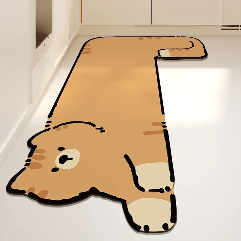 Cartoon door, kitchen, bathroom floor mat, dirt-resistant, non-slip and oil-proof, wipe-free absorbent quick-drying foot pad