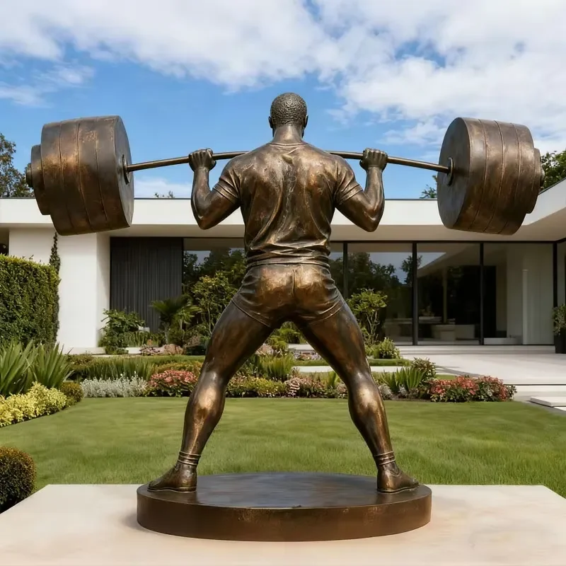 High-end Bronze Strongman Lost Wax Casting Statue for Bodybuilding-Themed Fitness Centers &Gyms-Artistic Weightlifting