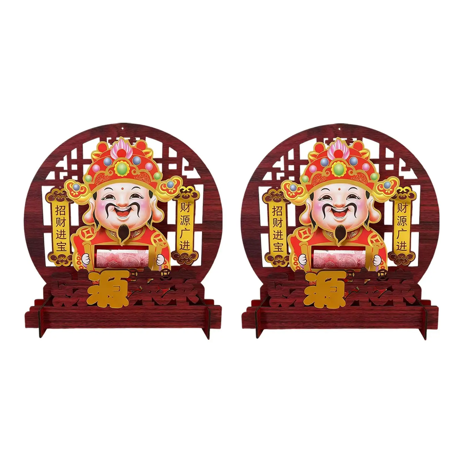 Spring Festival Table Decoration Wooden Feng Shui Blessing Ornament Tabletop Sign for Holiday Home