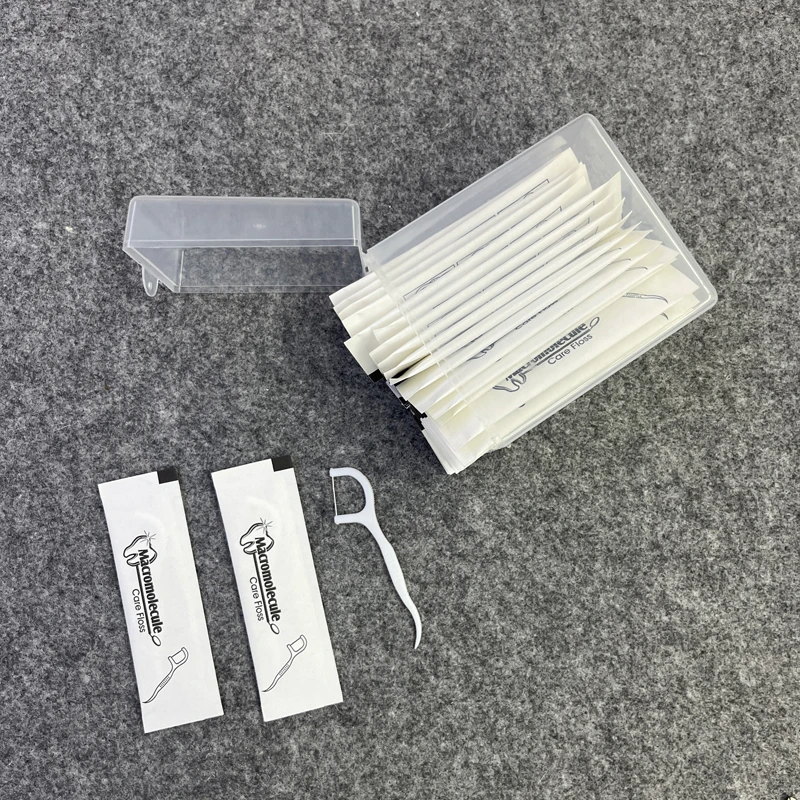 50 Individually Wrapped Floss Portable Box Floss Pick Portable Case Cleaning Between Teeth Disposable Polymer Fine Sliding Floss