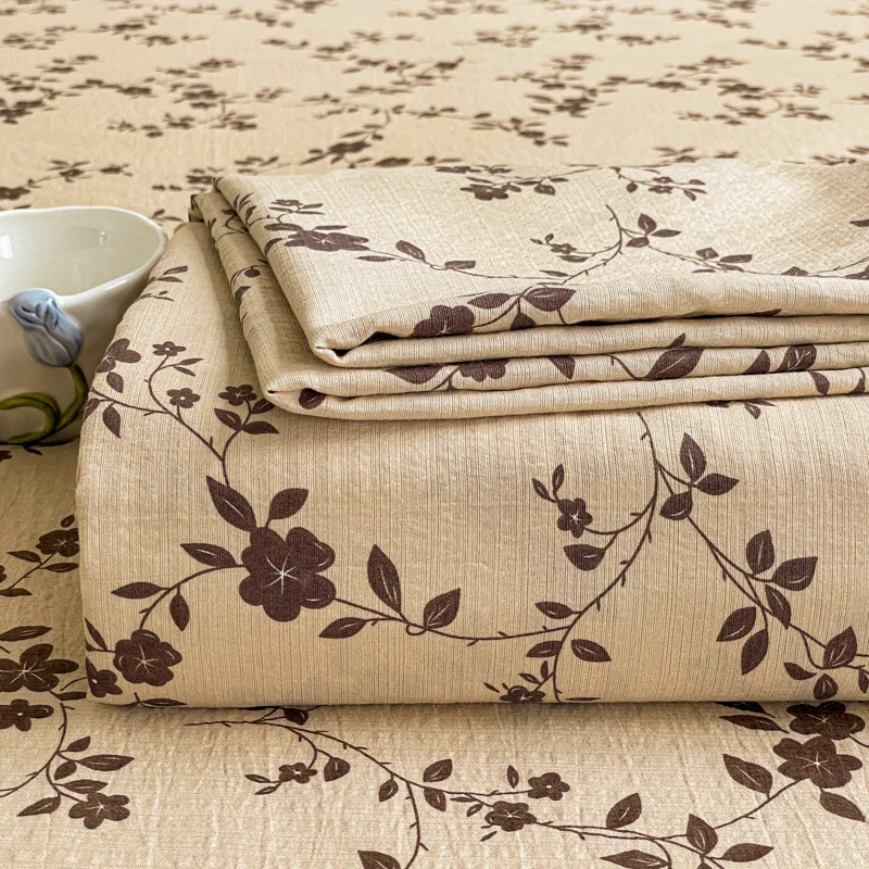 New American Vintage Cloud-Like Crinkled Gauze Printed Bed Sheet, Breathable Cozy Bedding Machine Washable for Easy Care