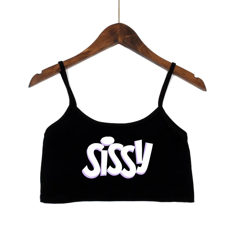 SISSY literki Top kobiety letnia sukienka Sling zakrętka tubki seksowne bezszwowe Sexy bez rękawów Tank Top lato Camis bez pleców krótki Top