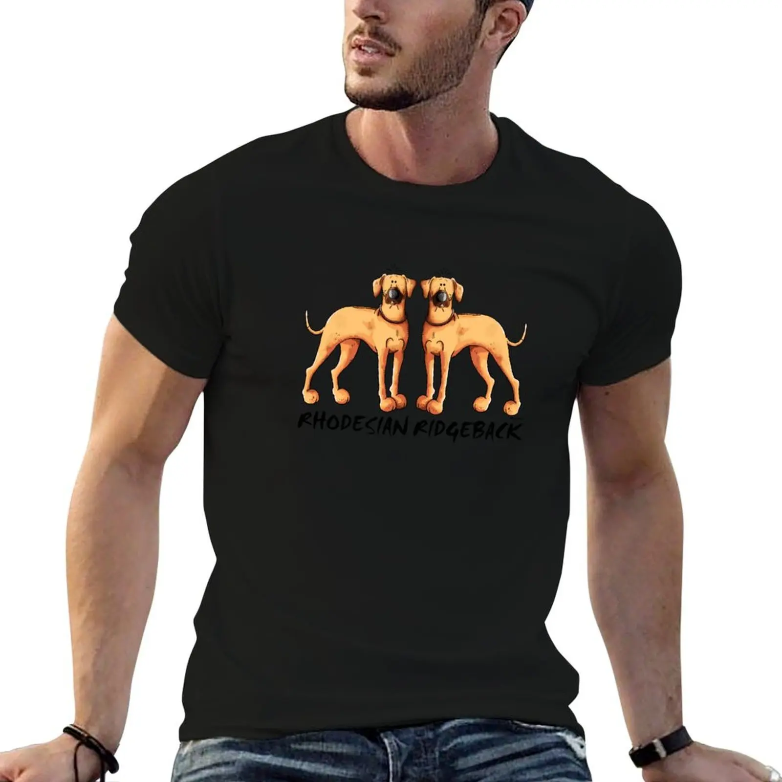 

Two Cute Rhodesian Ridgeback Dogs T-Shirt man t shirts cotton man t shirts for men casual T-Shirt