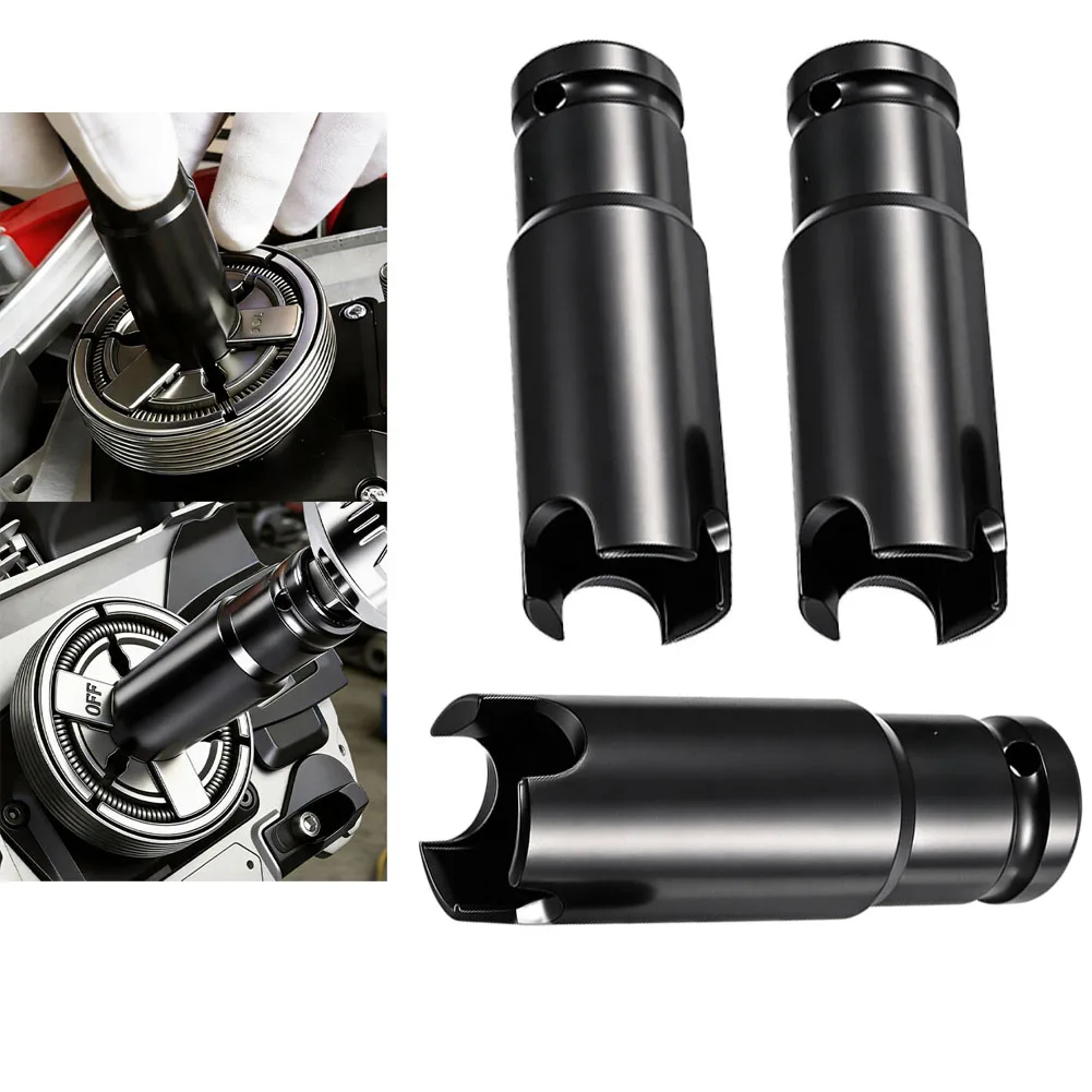 52/58 Chainsaw Clutch Removal Socket Wrench Set For 1/2 Inch Drive Three Claw Thickened Disassembly Tool Black Finish