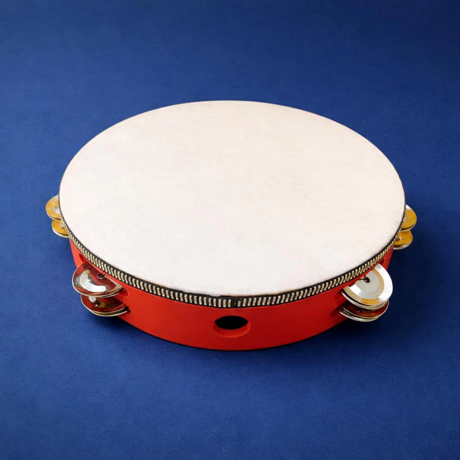 

Double Row Tambourine Portable Red Tambourine Percussion Instrument Loud Jingling Discs Music Tool Lightweight for Stage