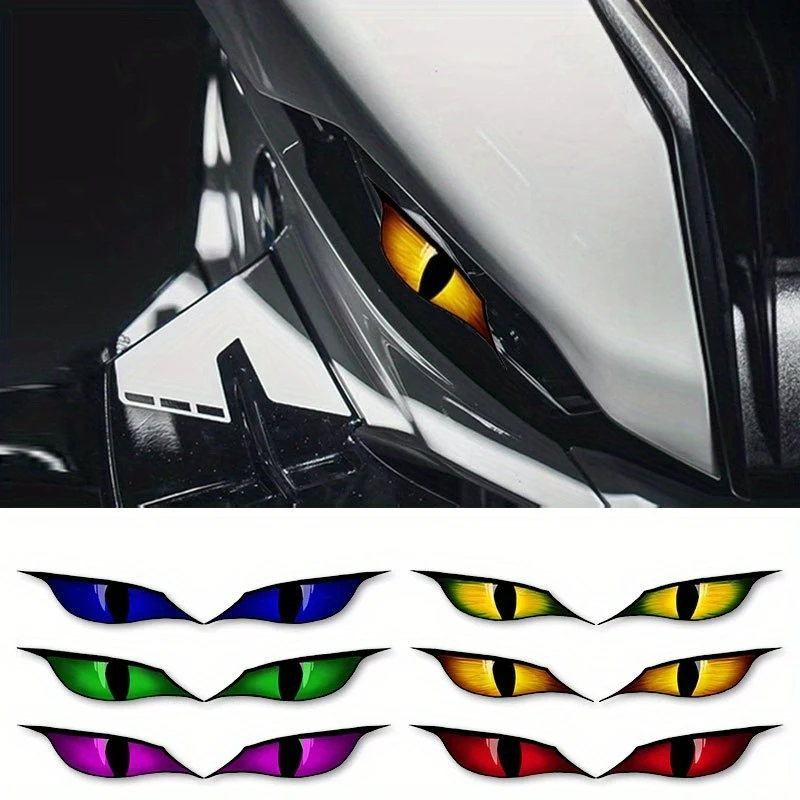 Image of 1 Paar 2D flache, wasserdichte Vinyl-Aufkleber mit Dämonenaugen für Motorrad-Scheinwerfer, Kraftstofftank, Seitenverkleidung, Elektroroller-Dekoration