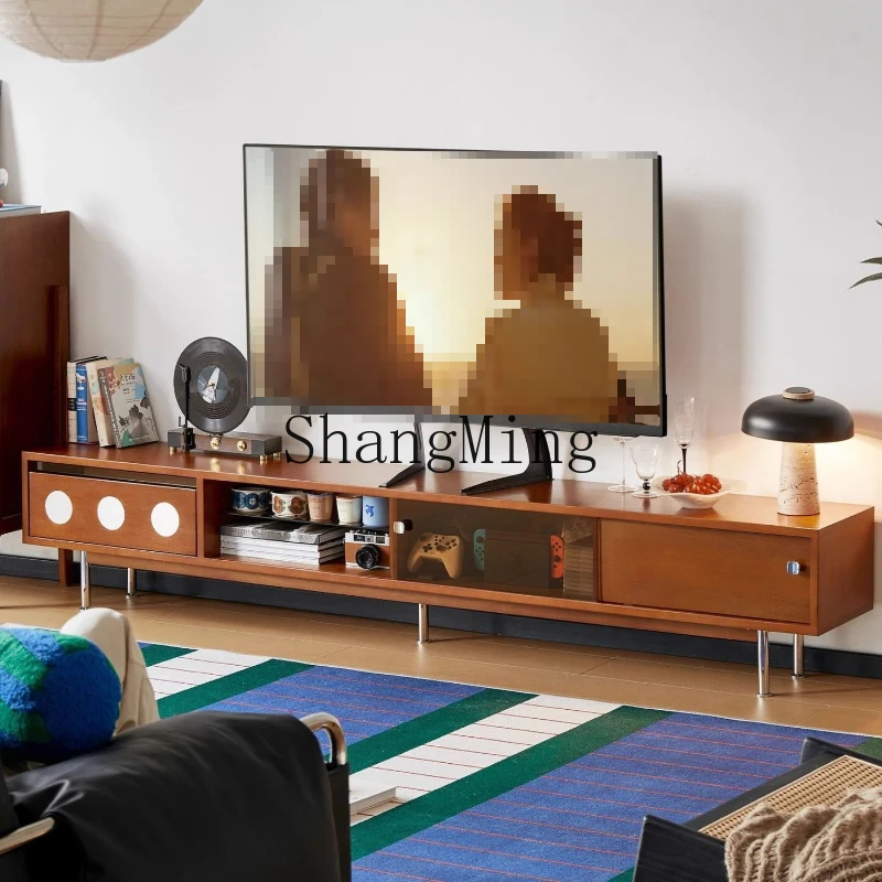 

SM retro style solid wood TV cabinet, living room storage locker, medieval wall simple TV cabinet