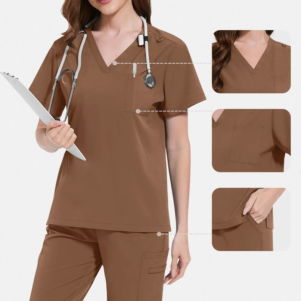Pink Clinical Uniform Woman Pharmacy Workwear Nurse Uniform Hospital Doctor Oral Dental Surgery Uniforms Medical ScrubsSets