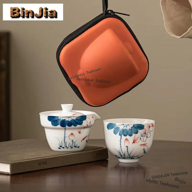 

250 мл ручная роспись гранатового чайного сервиза, набор ручной работы, 1 горшок, 1 чашка, приготовление чая, дорожный чайный сервиз, чайник для кемпинга, портативные пакетики