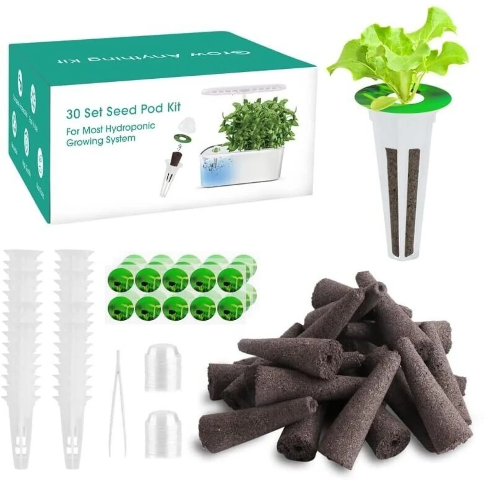 

US 121-Piece Seed Pod Set Hydroponic Garden Accessories Plant Anything Set Sponge Dome -