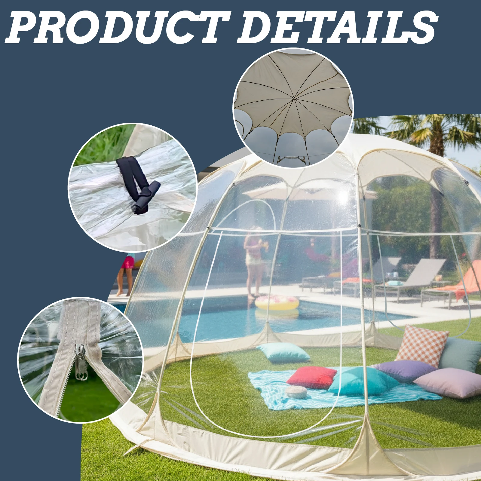 Freestanding Transparent Bubble Tent, Big Space Pop‑up Shelter for Friends Gathering, Clear Dome Tent for Backyard Hangout