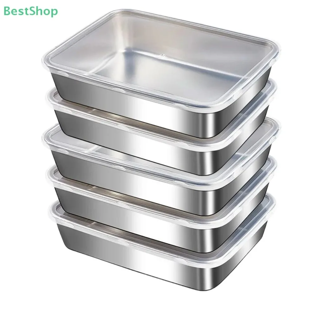 

Stainless Steel Preservation Box With Lid,Food-grade Sealed Box,Square Meal Prep Container,Bento Box Compartment Container