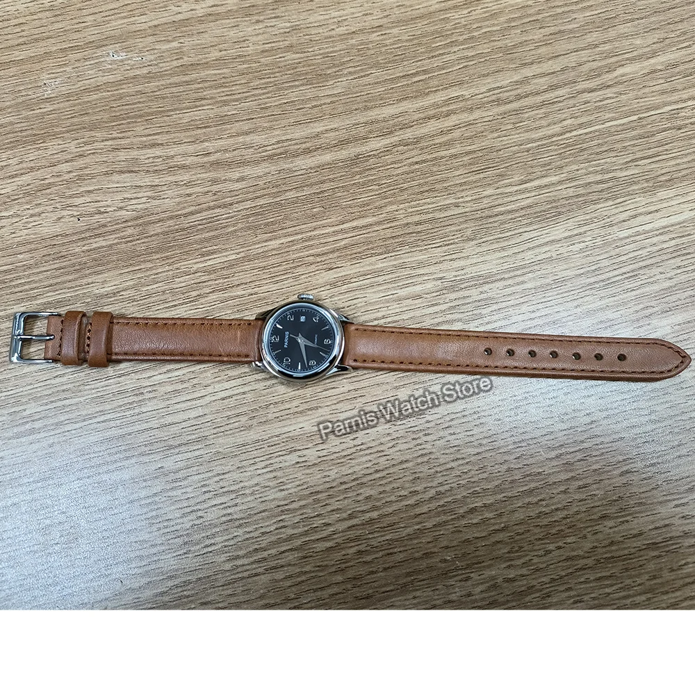 Parnis 26 мм для женщин и девочек элегантные женские маленькие наручные часы с сапфировым стеклом черный циферблат автоматические 5ATM водонепроницаемые