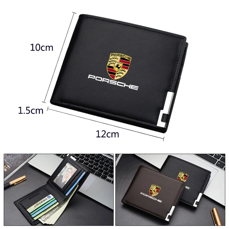 Leather Car Driver License Credit Card Holder Business Wallet For Porsche Cayenne Panamera Macan 911 718 Taycan Cayman Accessory