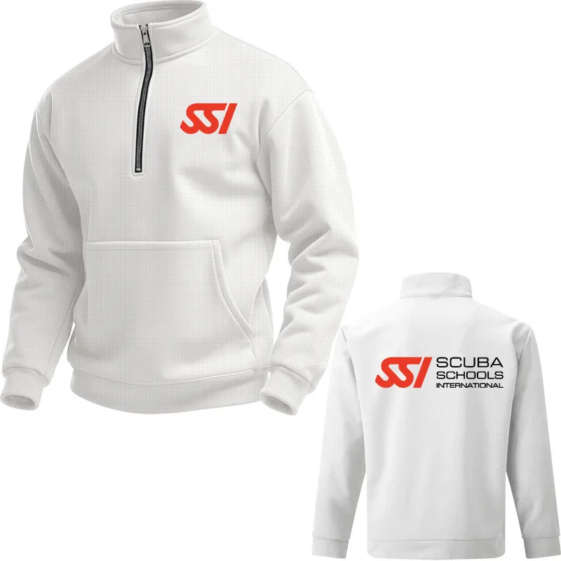 

Scuba Diving Dive SSI New Man Trend Casual Hoodies 2025 Mens Half-Zip Sweatshirts Solid color plus size Textured men's pullover