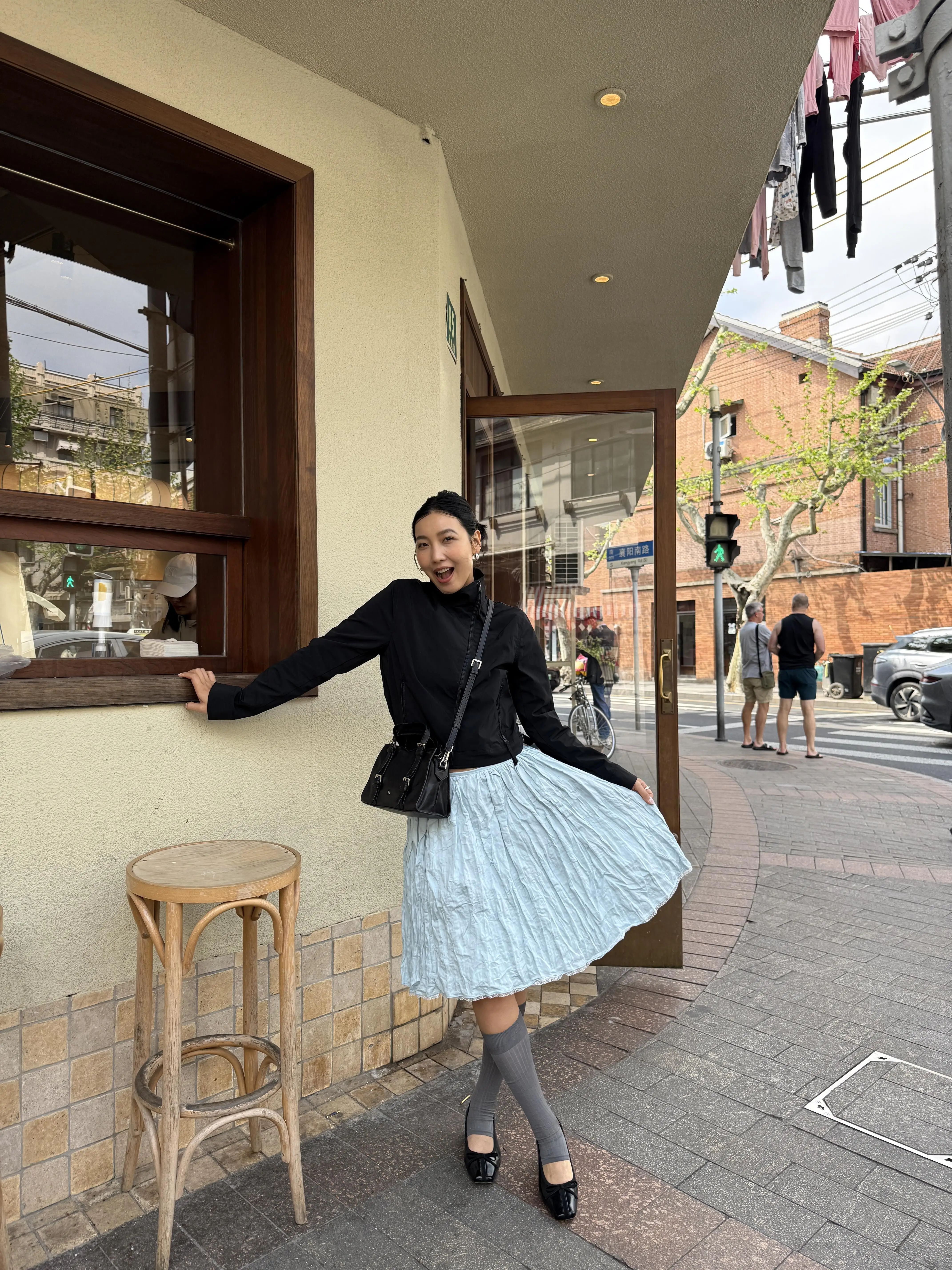 American Retro Free Form Pleated Knee-Length Lace Patchwork Low Waist Beautiful Umbrella Skirt Women Spring Summer Blue