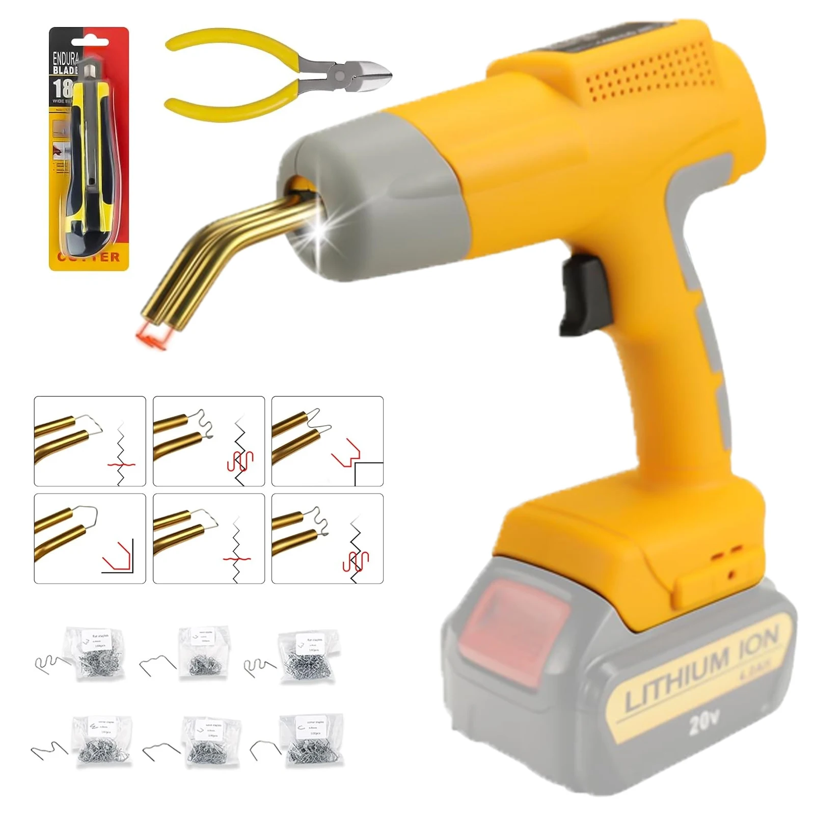 80W De-PO05 Plastic Welding Nail Gun Cordless for Dewalt 20V Battery 3S Quick Heat with 600pcs Hot Staples