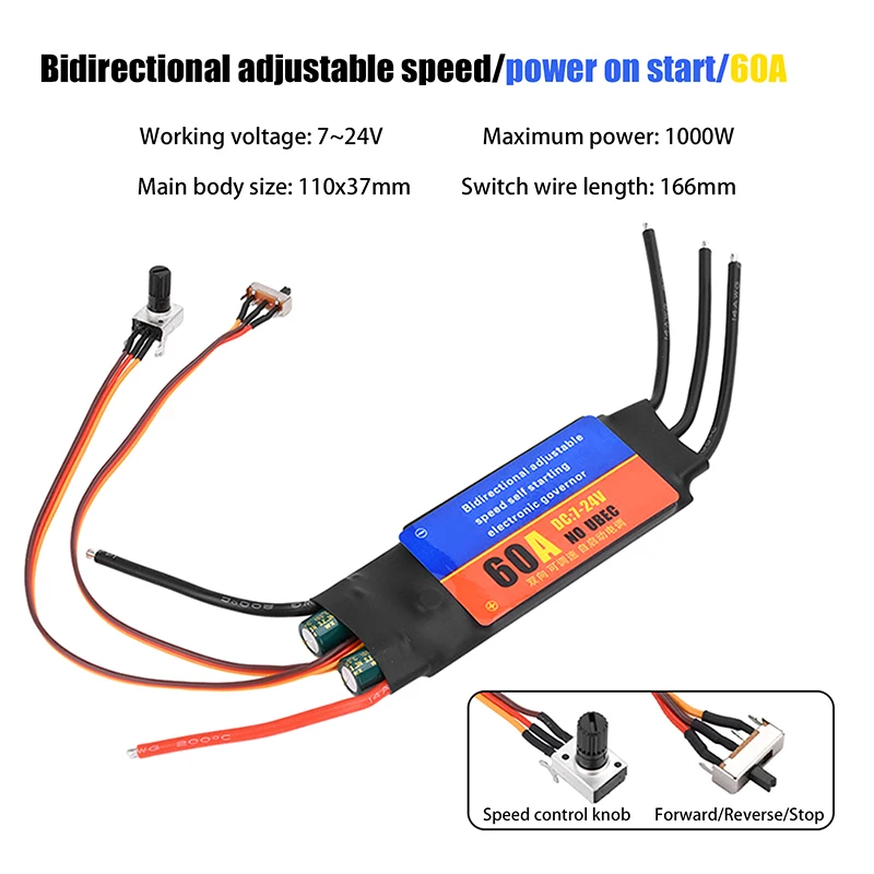 

Brushless Motor Driver 2-6S 30A 60A ESC Bidirectional Self Starting Brushless Electric Regulation Speed Controller ESC For DIY