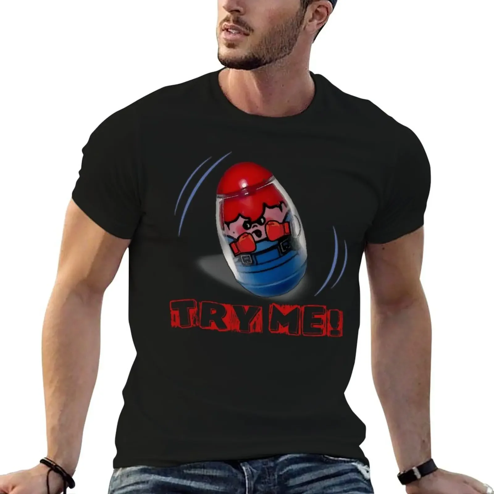 Weeble Wobble - Try Me! T-Shirt summer clothes anime stuff mens t shirt graphic