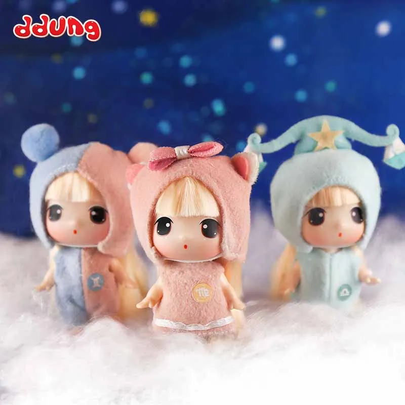 9cm Korean Cute Twelve Constellation Ddung Doll Fashion Dress Up Princess Joint Confused Baby Girls Collection Toys For Children