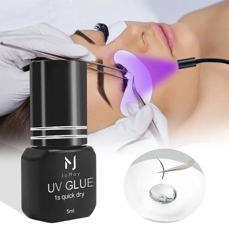 JOMAY-pegamento UV para extensiones de pestañas, adhesivo 1S de secado rápido, pegamento fuerte para pestañas postizas, pegamento para maquillaje, 5ML