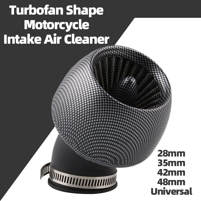 28 35 42 48mm Turbofan Shape Motorcycle Air Filter Carbon Fiber Look Mushroom Head Universal Motorcycle Intake Air Cleaner Parts