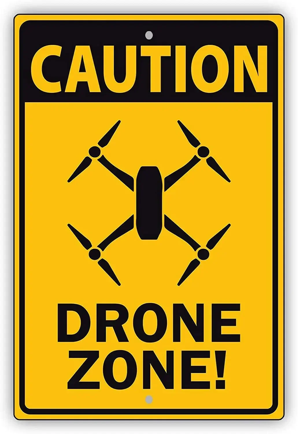 Wall Decor  Afterprints Caution Drone Zone Work Construction Notice Unique Novelty Aluminum Metal Sign 8\