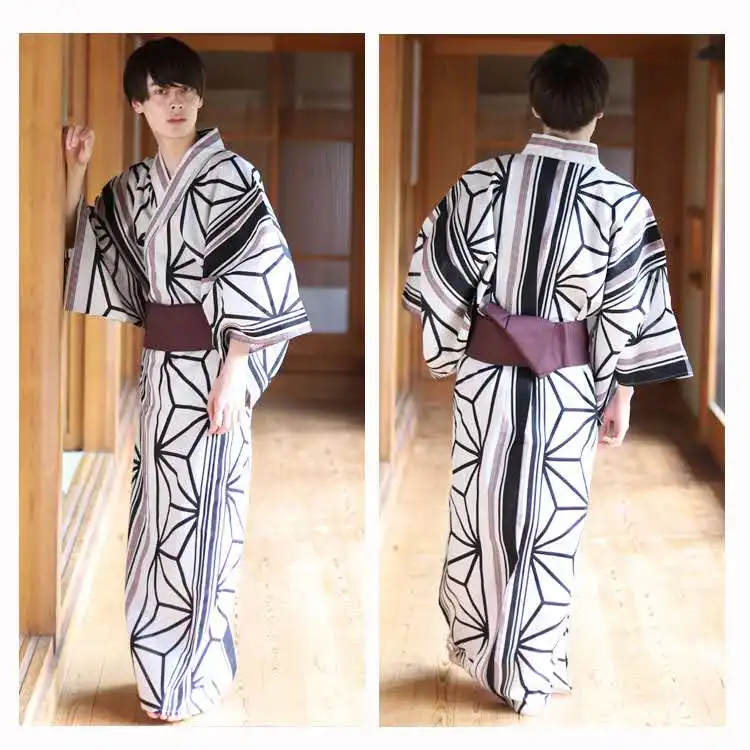 27 Style Traditional Japanese Men's Kimono Yukata Robe Samurai Style Home Cosplay Shooting Cos Script Secret Room Travel Costume