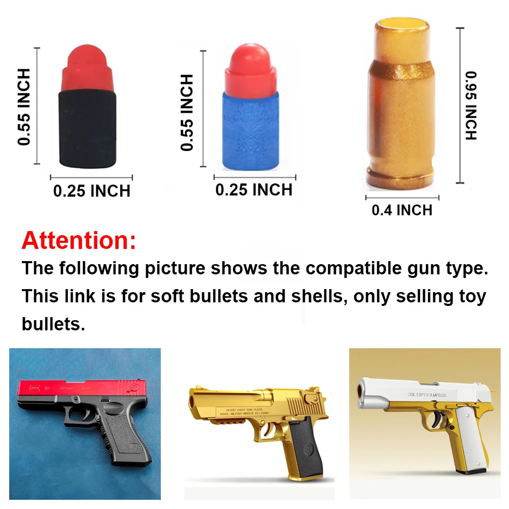 100 proiettili morbidi 32 proiettili di schiuma proiettili per pistola giocattolo Glock freccette EVA per pistole giochi di tiro