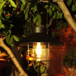 Solar Lantern Lamp Outdoor Waterproof Garden Light Vintage Solar Lamp Tungsten Bulb Ornament for Patio Yard Decoration Lighting