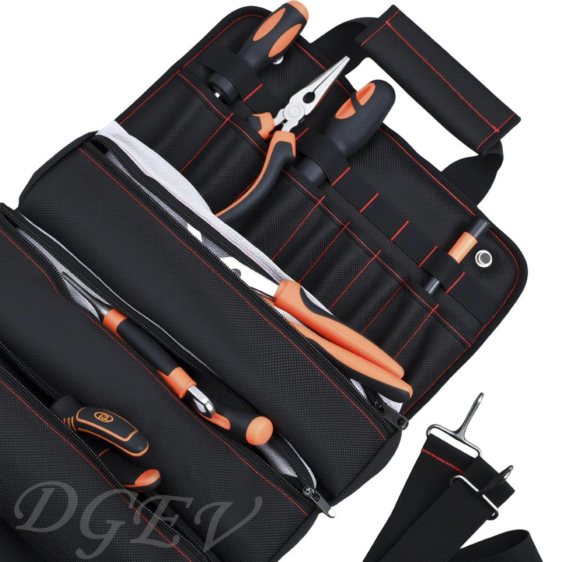 DGEV Multi-functional tool kit, high quality hardware tool kit, portable storage folding bag, suitable for electricians, mechani
